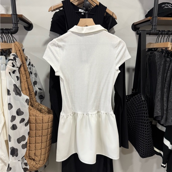 White Short Sleeve Mini Polo Tennis Dress - Picture 6 of 6